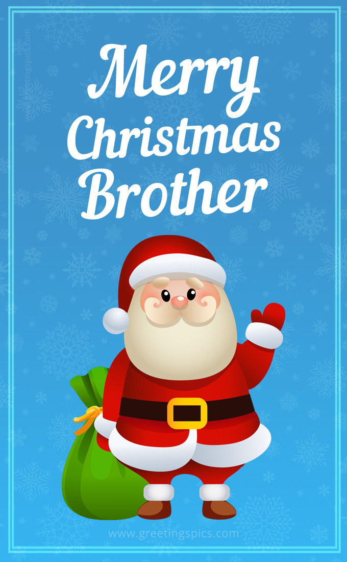 Merry Christmas Brother image with funny Santa (tall rectangle shape picture)