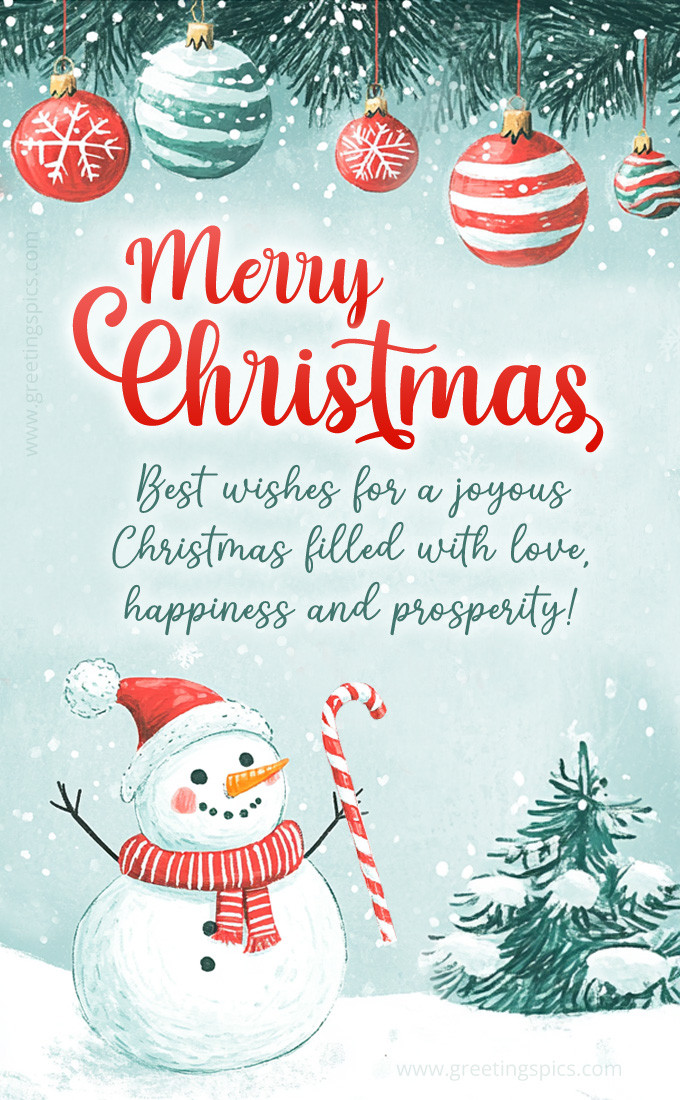 Beautiful Merry Christmas card with cartoon snowman (tall rectangle shape picture)