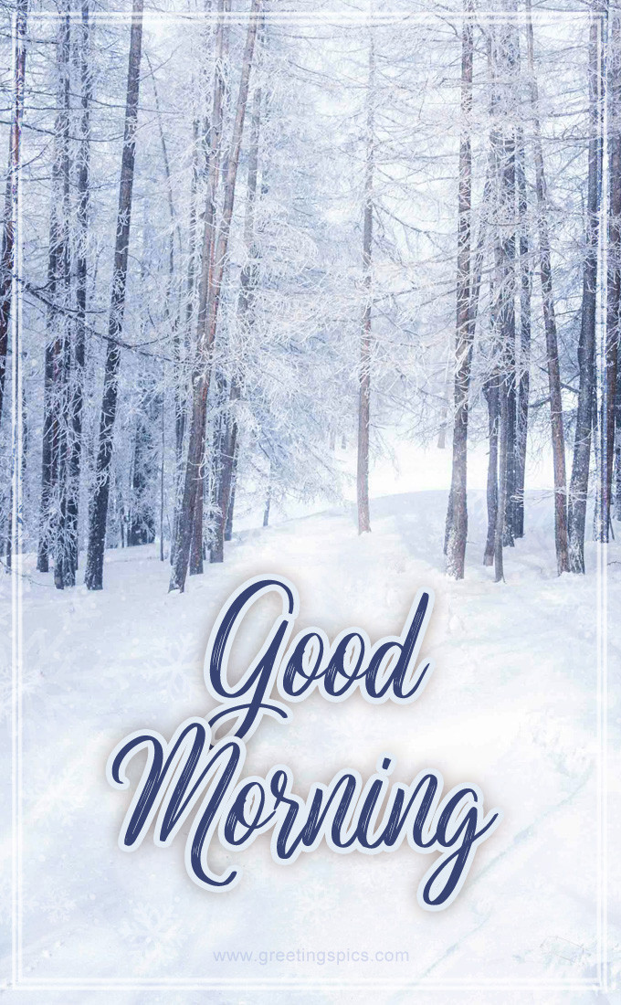 Good Morning Winter image with squirrel (tall rectangle shape picture)