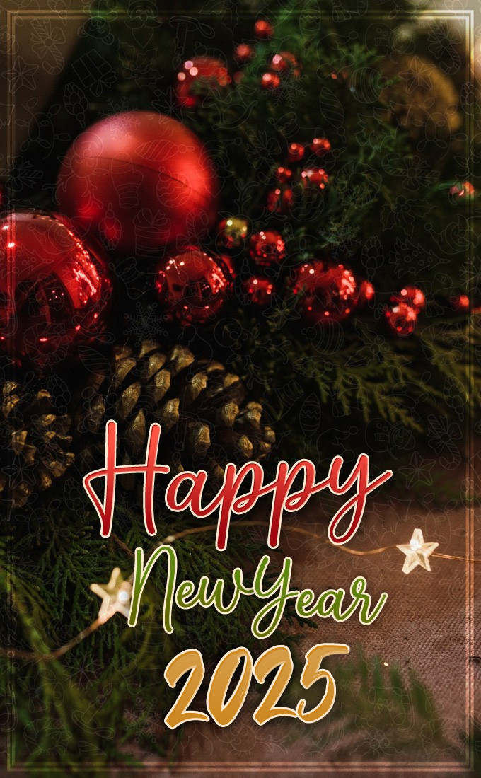 Happy New Year 2025 vertical tall image (tall rectangle shape picture)