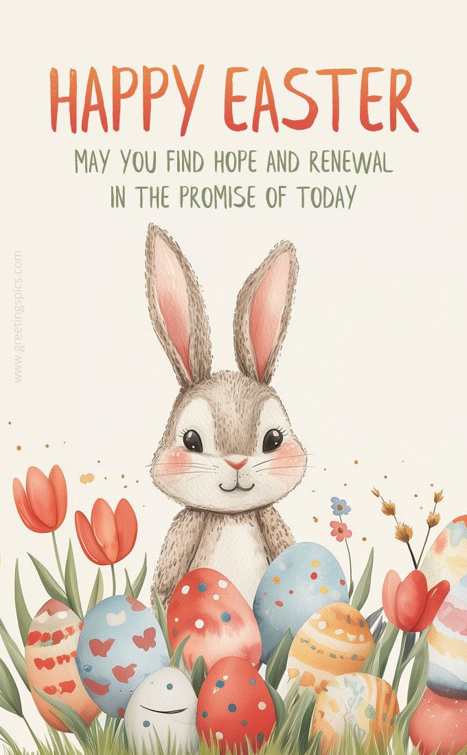 A beautiful and colorful card wishing you a Happy Easter (tall rectangle shape picture)