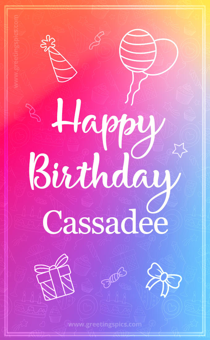 Colorful Happy Birthday Card For Cassadee (tall rectangle shape picture)