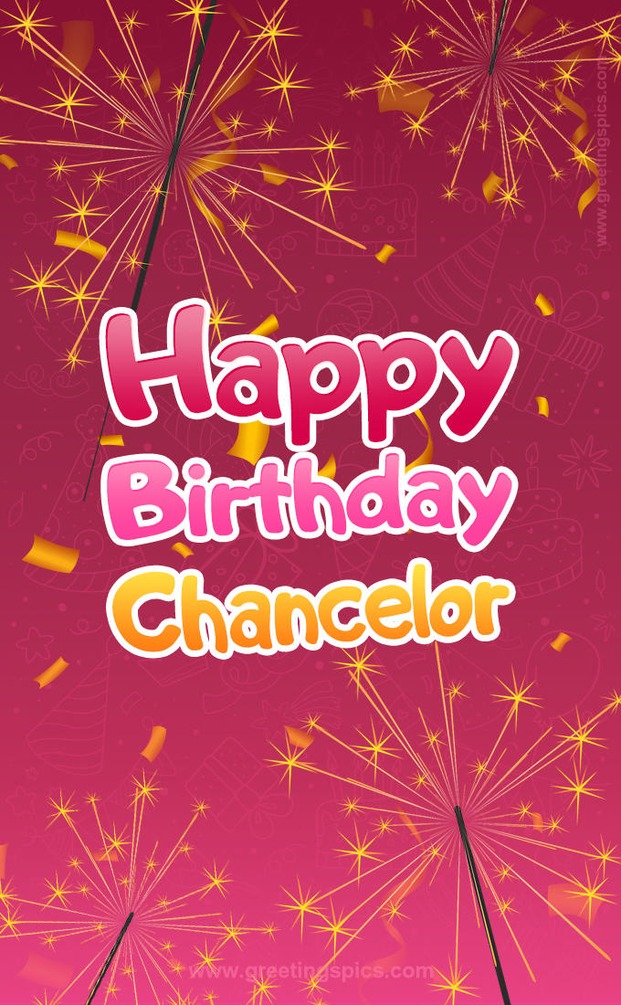 Happy Birthday Chancelor Image with sparklers (tall rectangle shape picture)