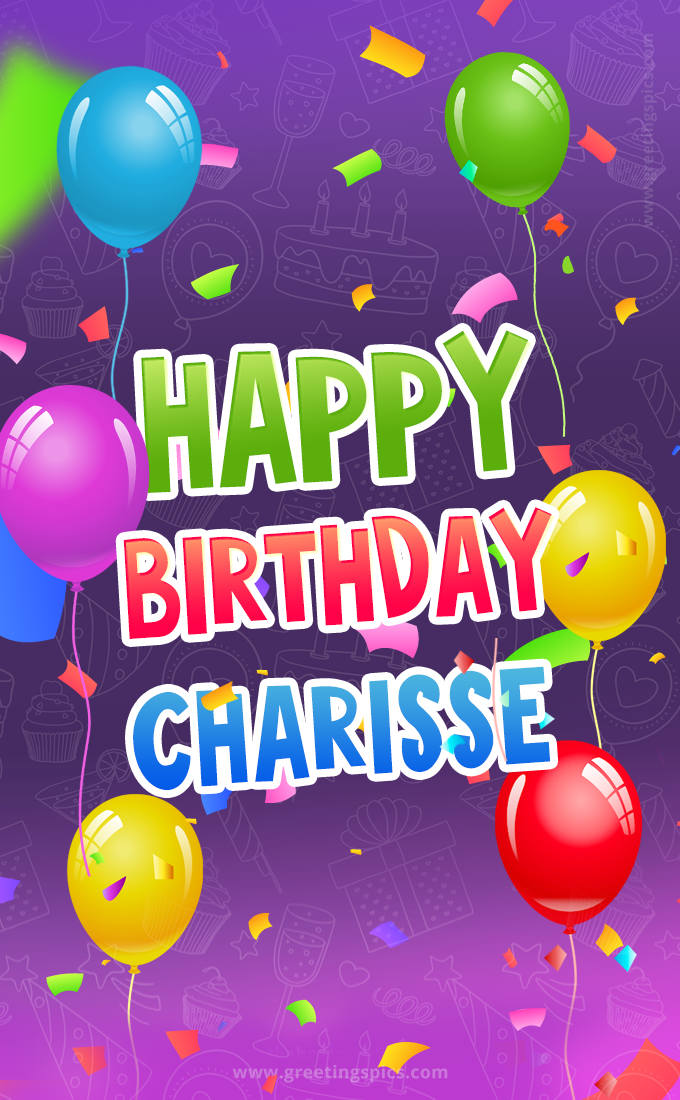 Happy Birthday Charisse Festive Greeting Card (tall rectangle shape picture)