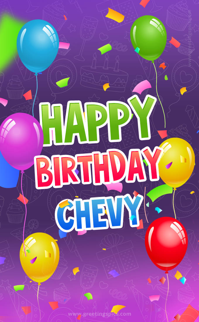 Happy Birthday Chevy Festive Greeting Card (tall rectangle shape picture)