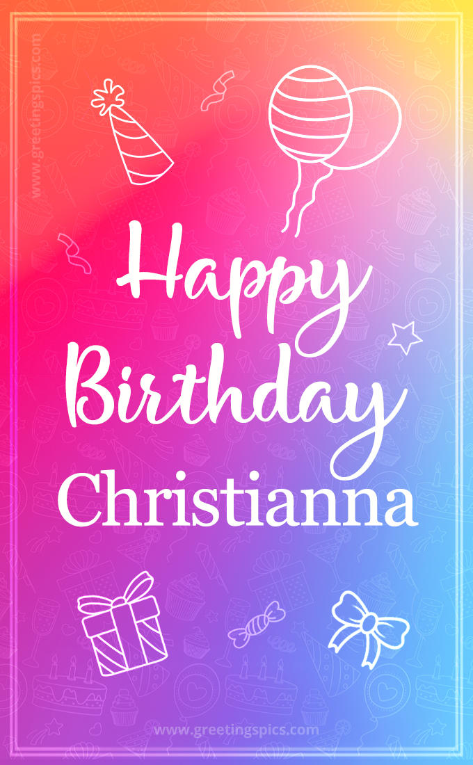 Colorful Happy Birthday Card For Christianna (tall rectangle shape picture)