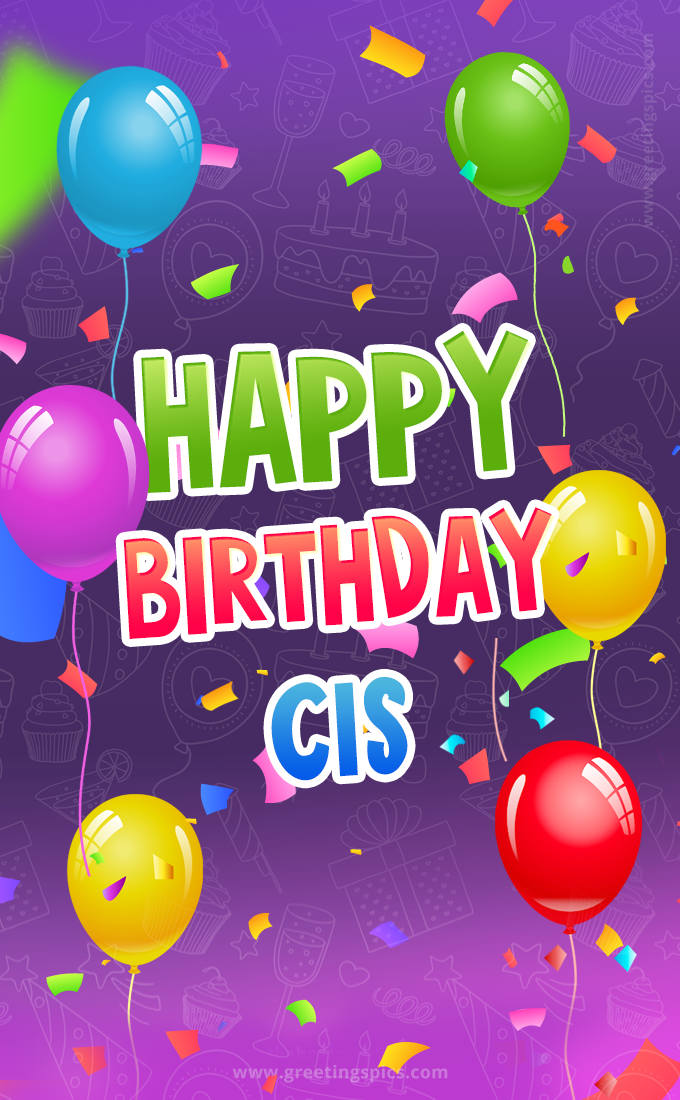 Happy Birthday Cis Festive Greeting Card (tall rectangle shape picture)