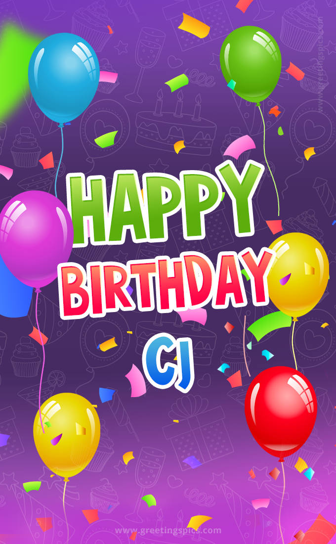 Happy Birthday Cj Festive Greeting Card (tall rectangle shape picture)