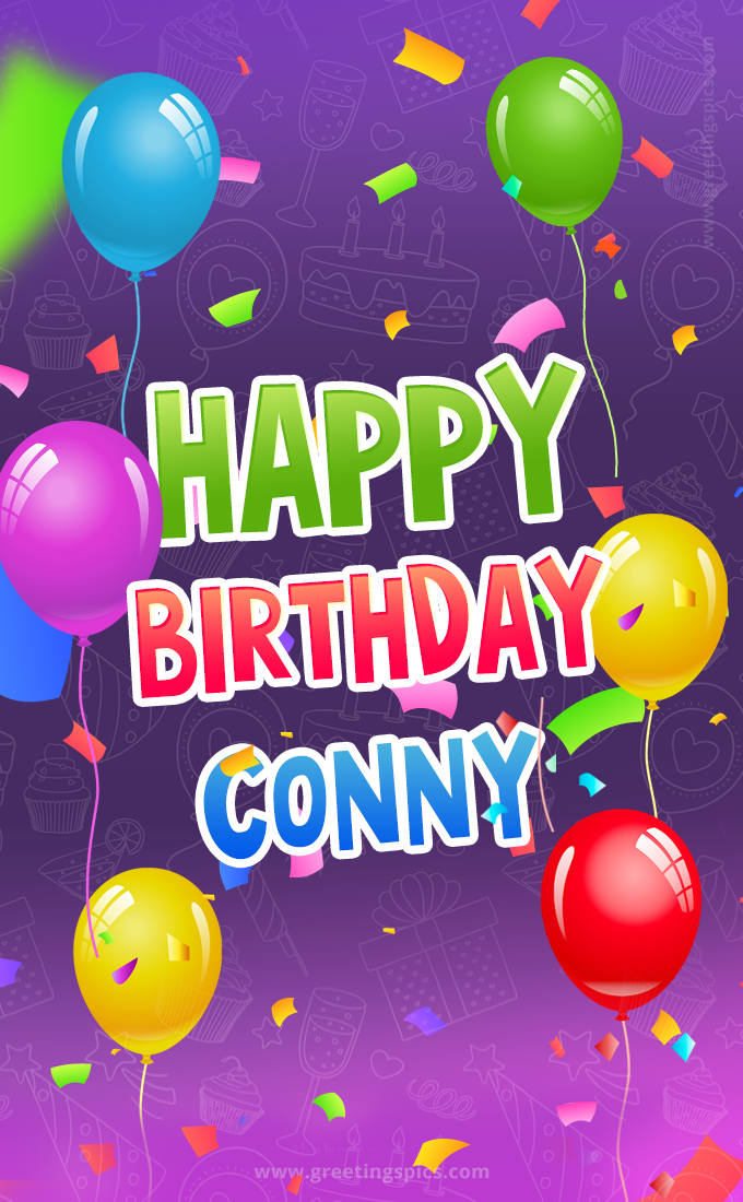 Happy Birthday Conny Festive Greeting Card (tall rectangle shape picture)