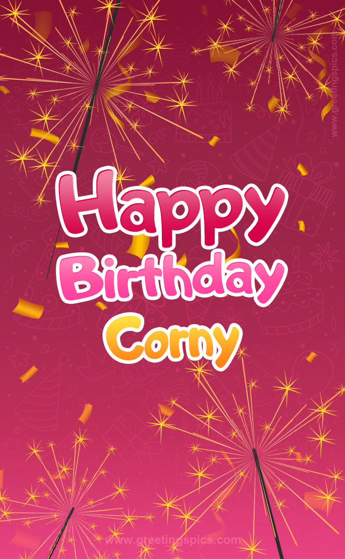 Happy Birthday Corny Image with sparklers (tall rectangle shape picture)