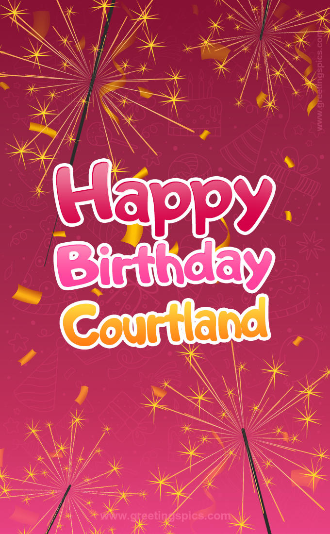 Happy Birthday Courtland Image with sparklers (tall rectangle shape picture)