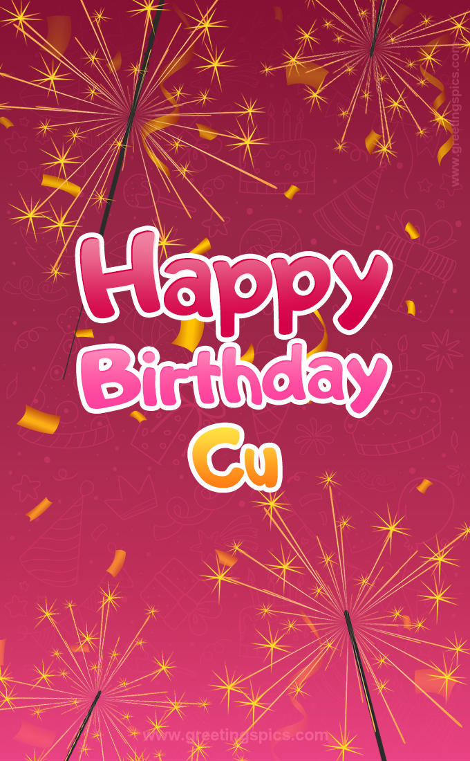 Happy Birthday Cu Image with sparklers (tall rectangle shape picture)