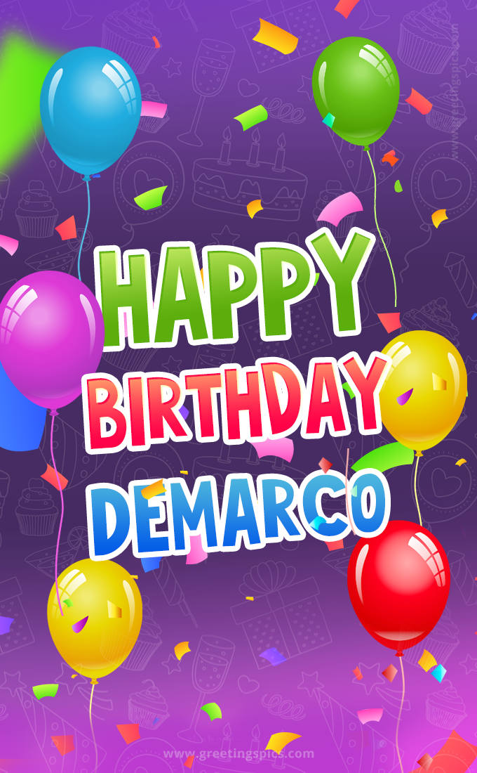 Happy Birthday Demarco Festive Greeting Card (tall rectangle shape picture)