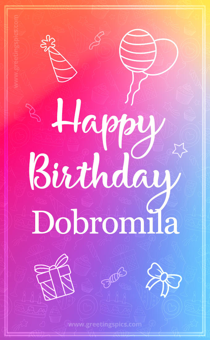 Colorful Happy Birthday Card For Dobromila (tall rectangle shape picture)