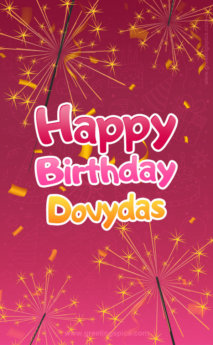 Happy Birthday Dovydas Image with sparklers (tall rectangle shape picture)