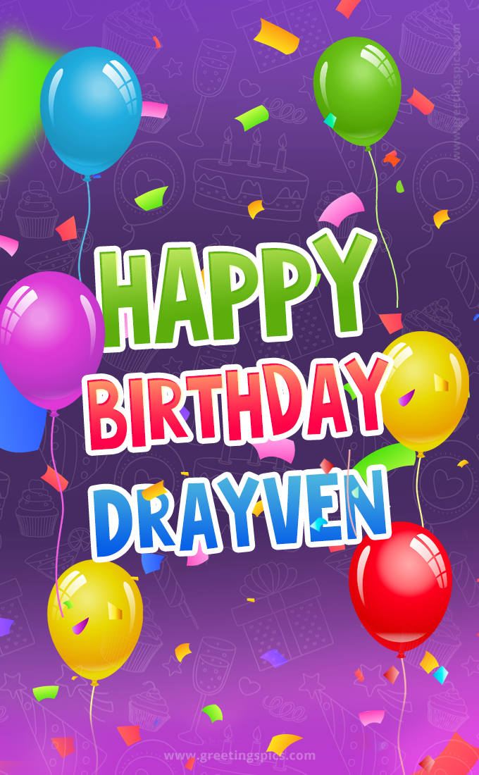 Happy Birthday Drayven Festive Greeting Card (tall rectangle shape picture)
