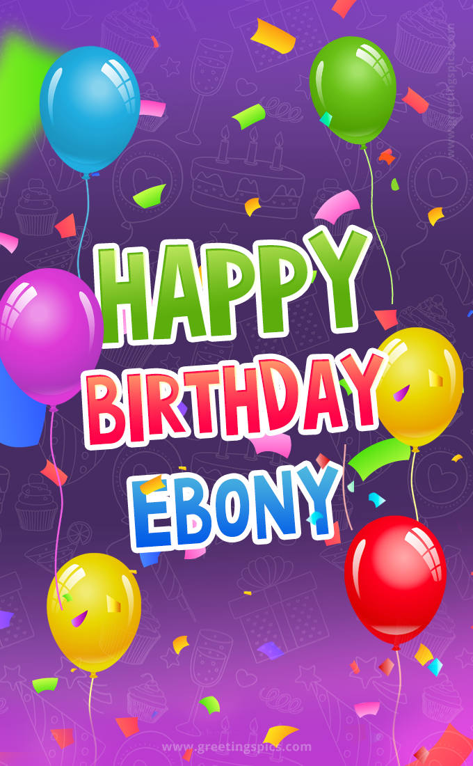 Happy Birthday Ebony Festive Greeting Card (tall rectangle shape picture)