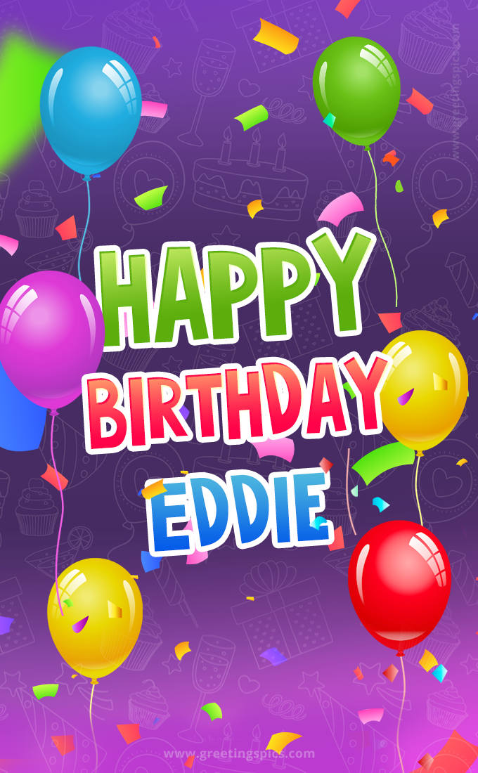 Happy Birthday Eddie Festive Greeting Card (tall rectangle shape picture)