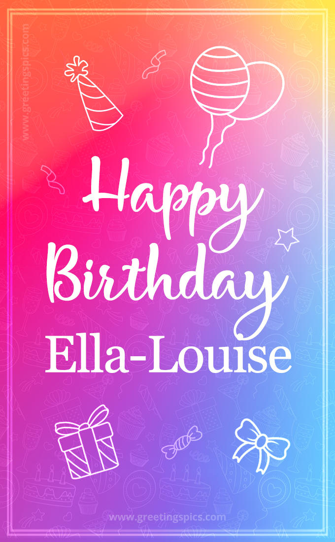 Colorful Happy Birthday Card For Ella-Louise (tall rectangle shape picture)