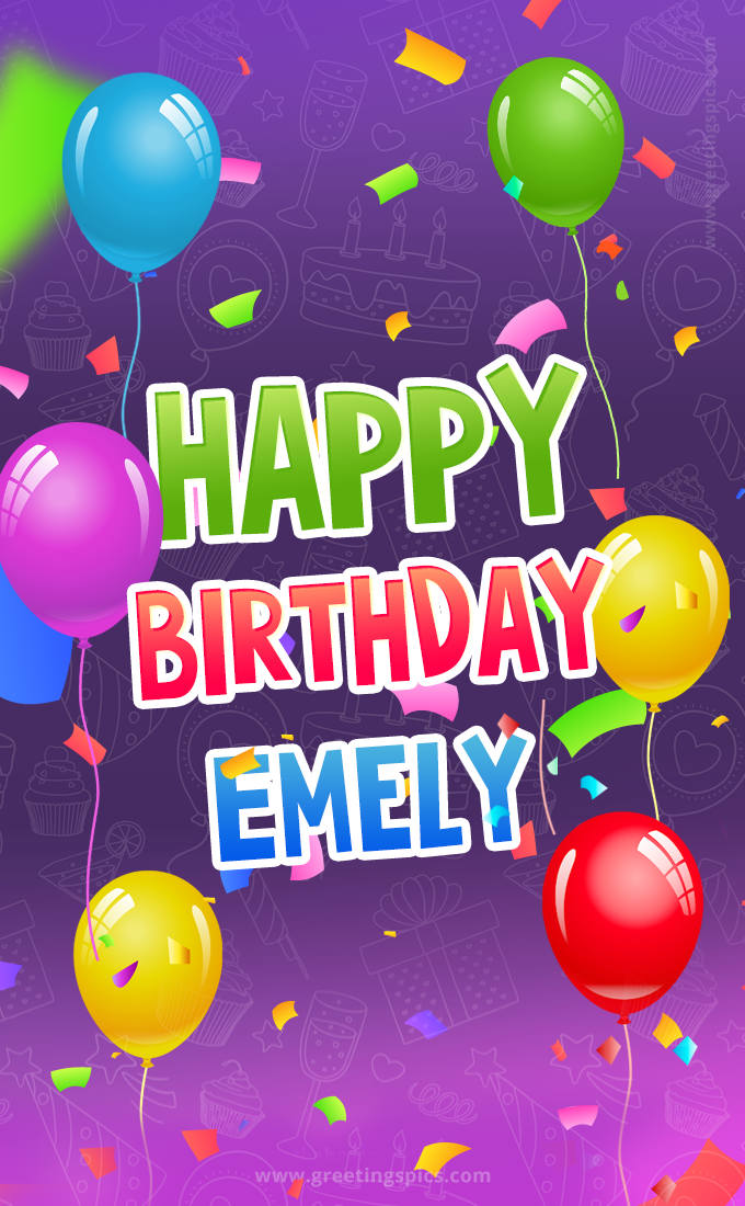 Happy Birthday Emely Festive Greeting Card (tall rectangle shape picture)