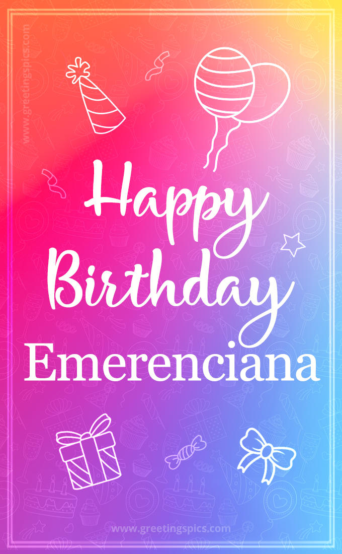 Colorful Happy Birthday Card For Emerenciana (tall rectangle shape picture)