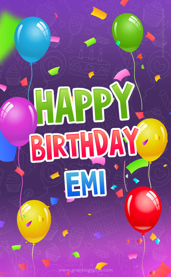 Happy Birthday Emi Festive Greeting Card (tall rectangle shape picture)