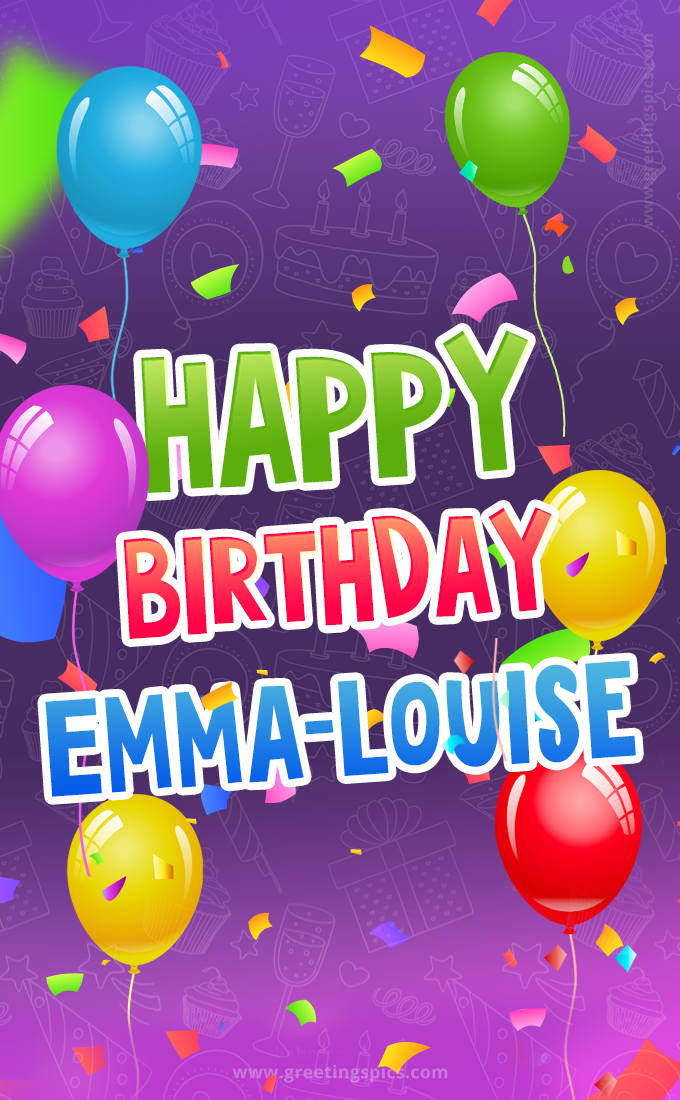 Happy Birthday Emma-Louise Festive Greeting Card (tall rectangle shape picture)