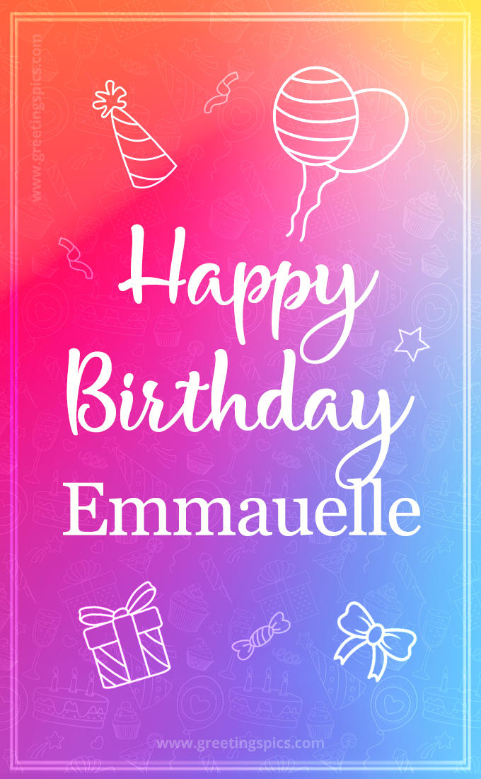 Colorful Happy Birthday Card For Emmauelle (tall rectangle shape picture)