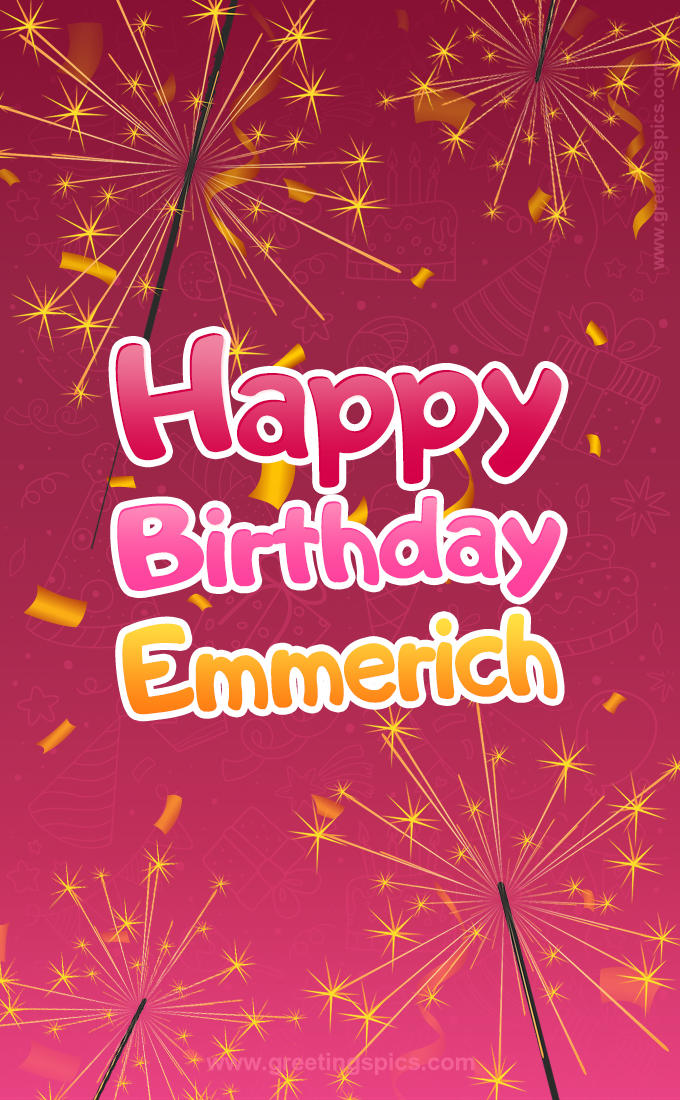 Happy Birthday Emmerich Image with sparklers (tall rectangle shape picture)