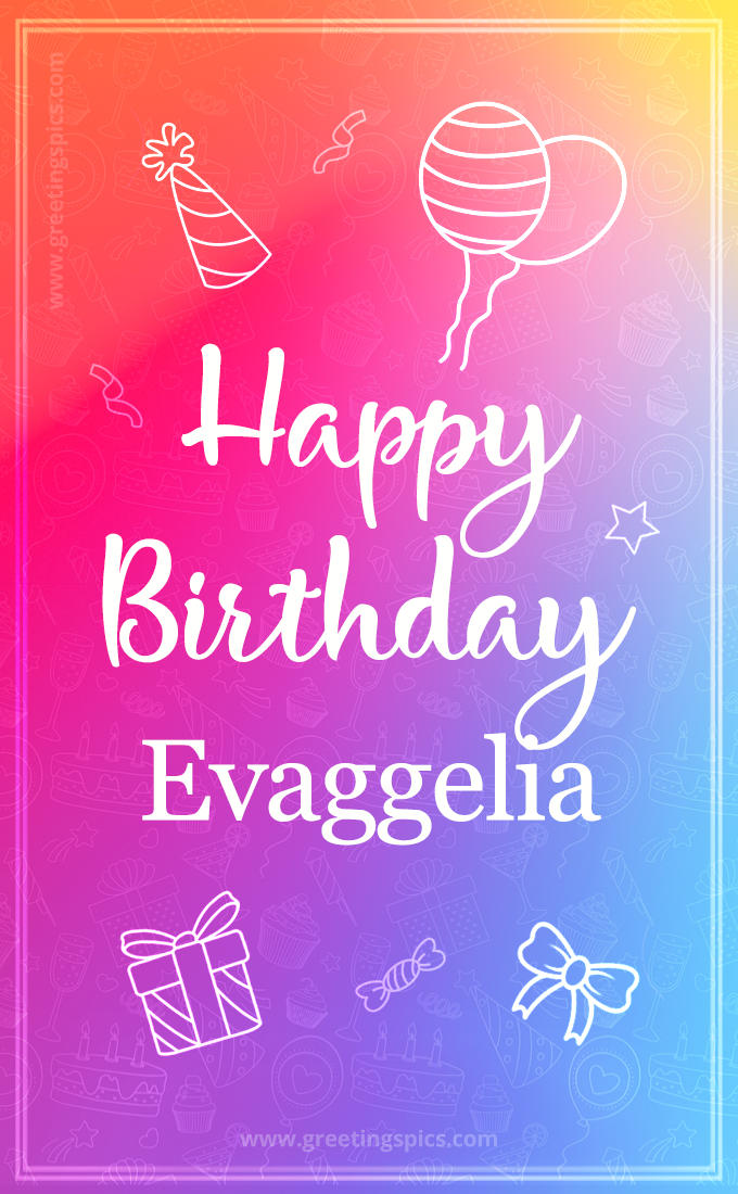 Colorful Happy Birthday Card For Evaggelia (tall rectangle shape picture)