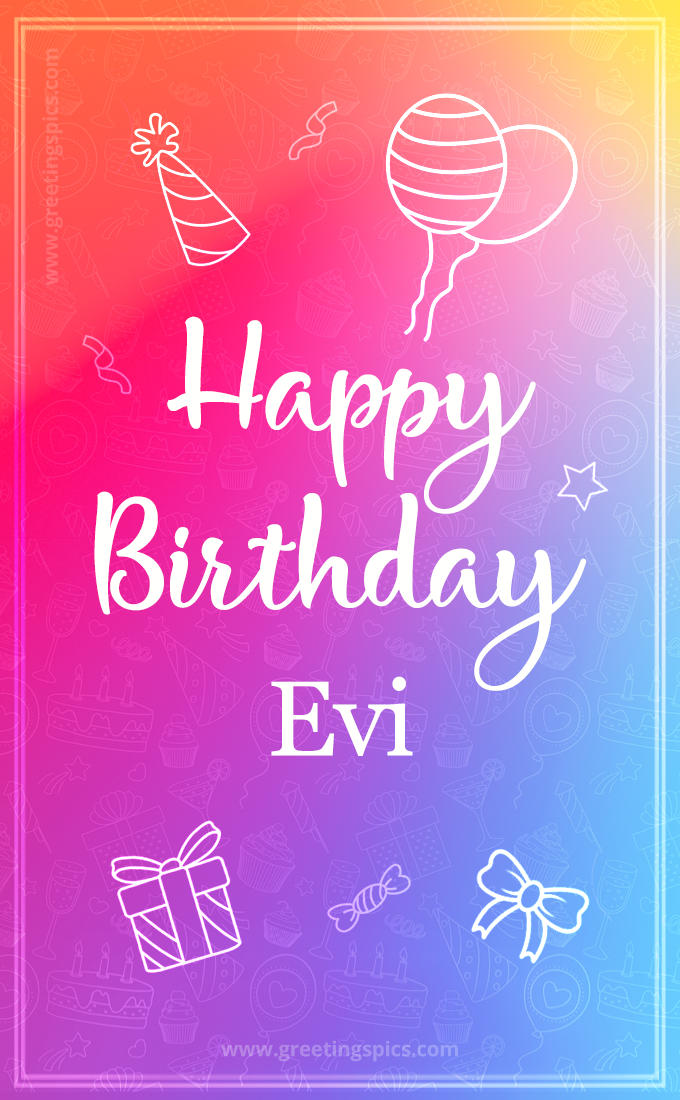 Colorful Happy Birthday Card For Evi (tall rectangle shape picture)