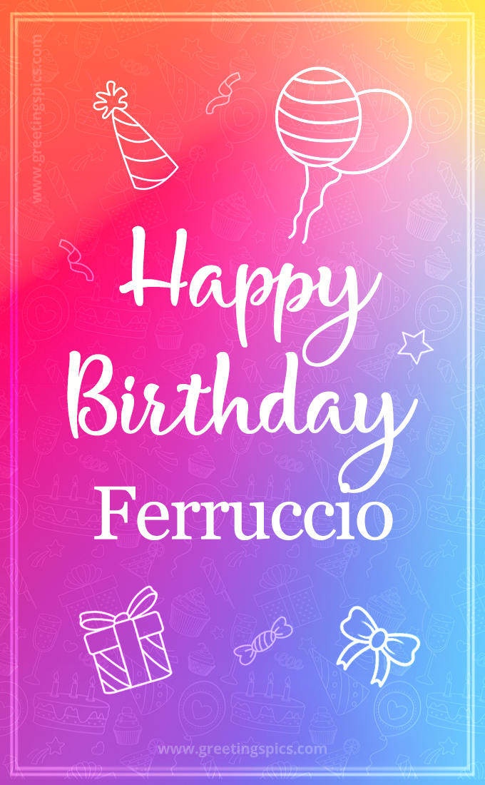 Colorful Happy Birthday Card For Ferruccio (tall rectangle shape picture)