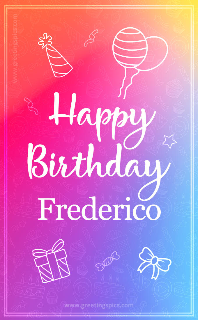Colorful Happy Birthday Card For Frederico (tall rectangle shape picture)