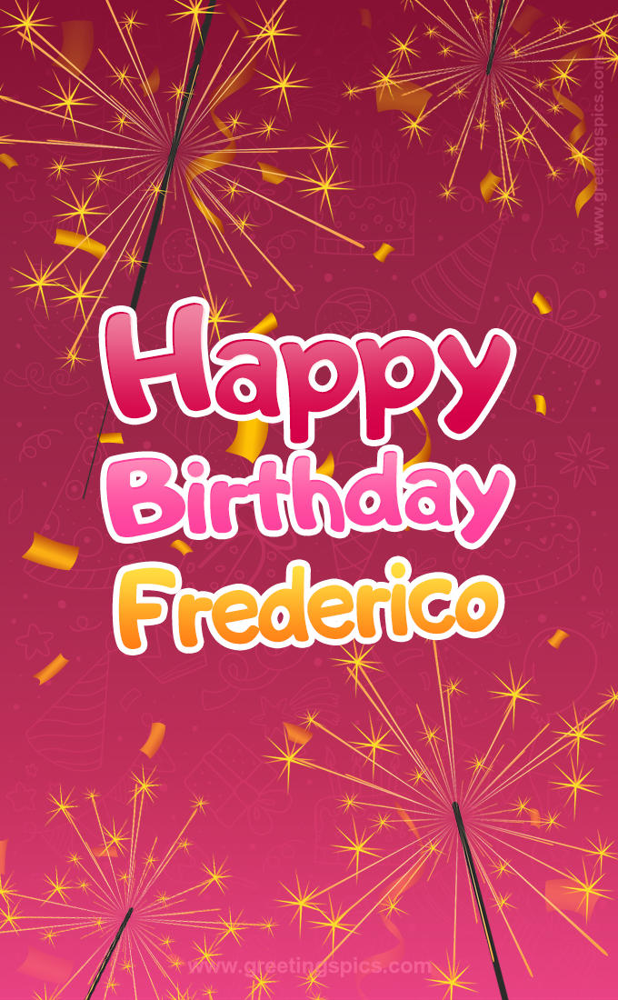 Happy Birthday Frederico Image with sparklers (tall rectangle shape picture)