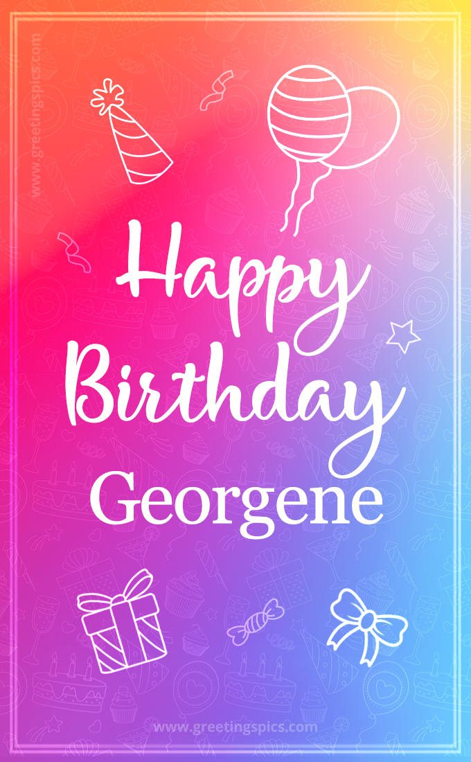 Colorful Happy Birthday Card For Georgene (tall rectangle shape picture)