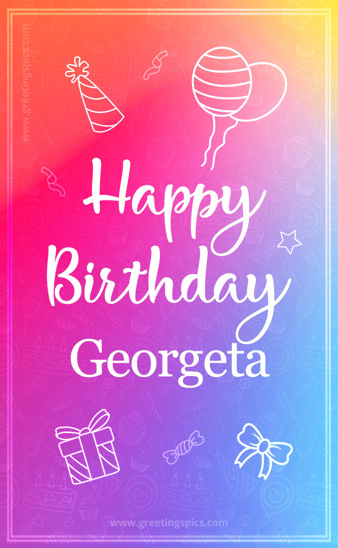 Colorful Happy Birthday Card For Georgeta (tall rectangle shape picture)