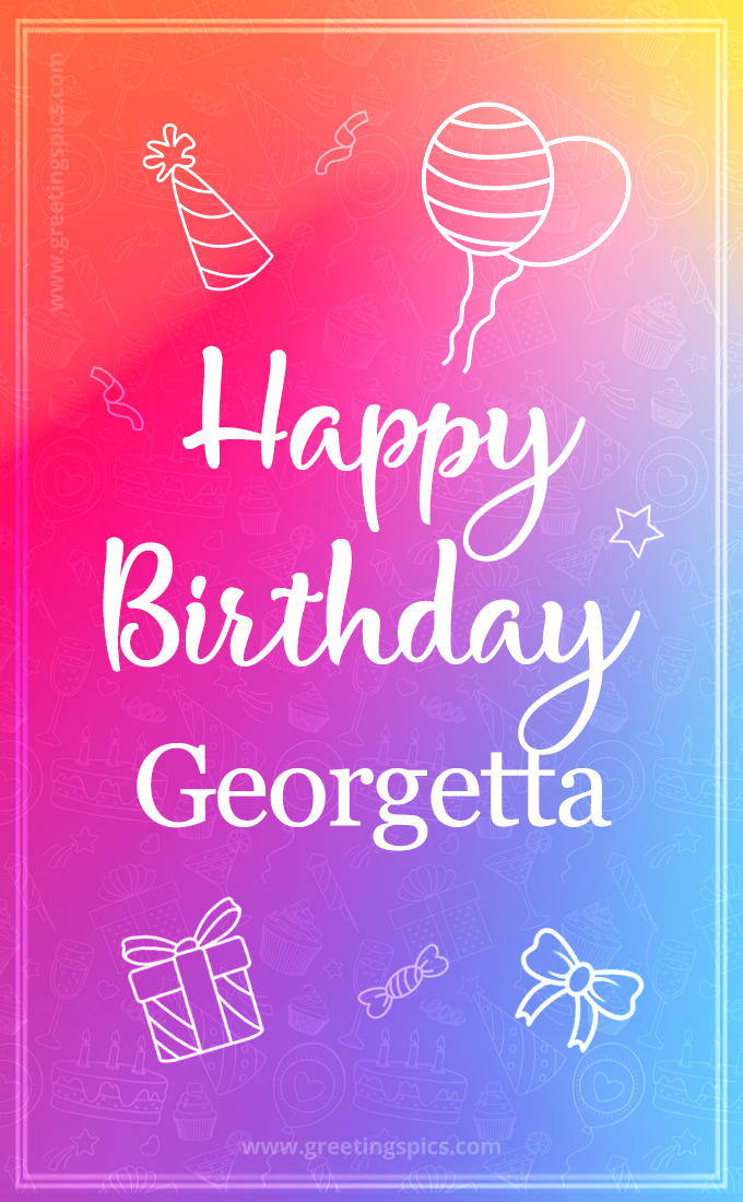 Colorful Happy Birthday Card For Georgetta (tall rectangle shape picture)