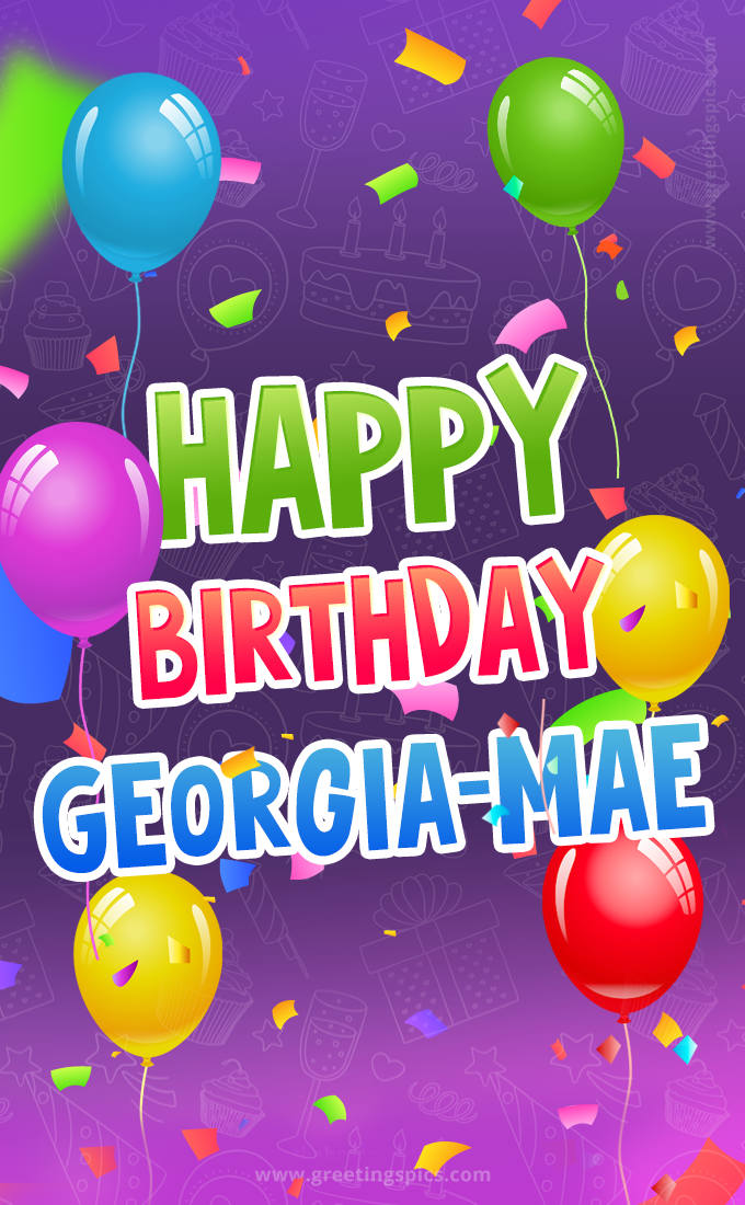 Happy Birthday Georgia-Mae Festive Greeting Card (tall rectangle shape picture)