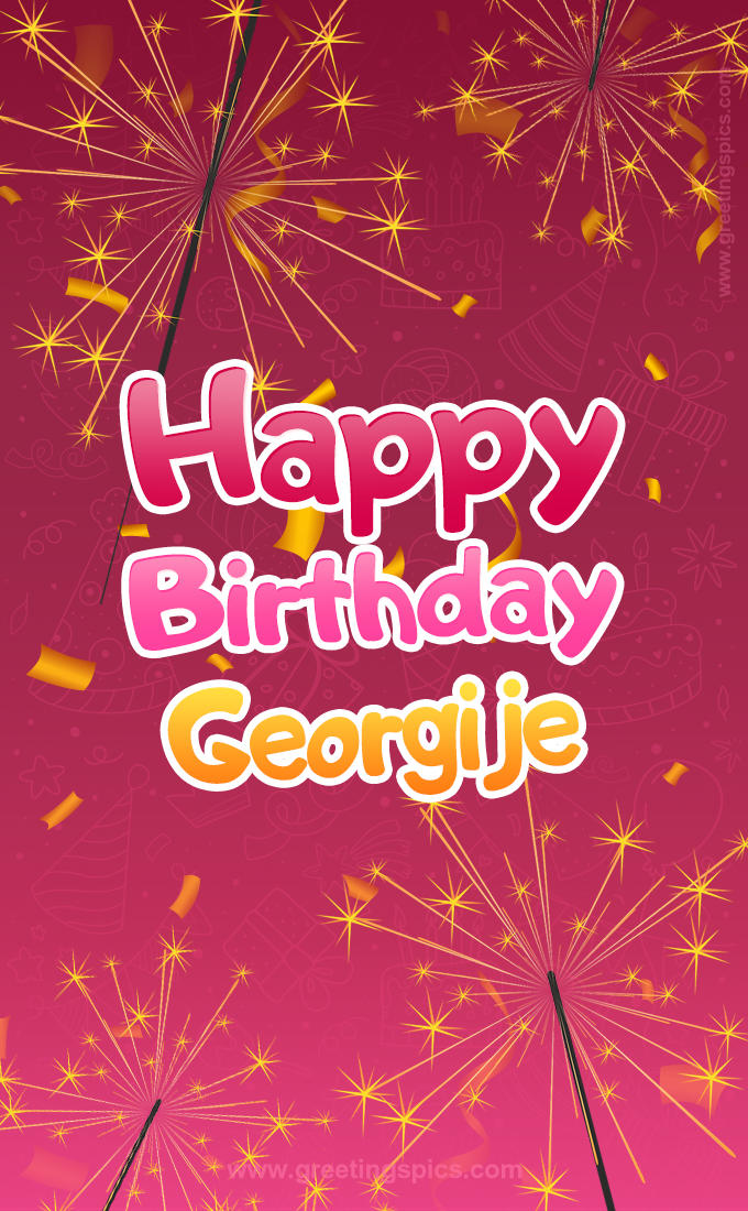 Happy Birthday Georgije Image with sparklers (tall rectangle shape picture)