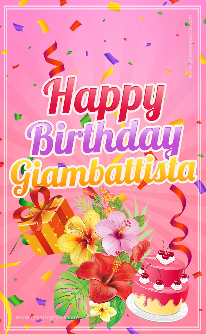 Beautiful Birthday Card for Giambattista with pink background (tall rectangle shape picture)