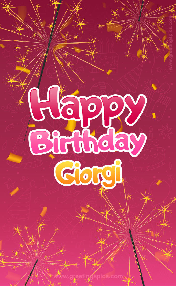 Happy Birthday Giorgi Image with sparklers (tall rectangle shape picture)