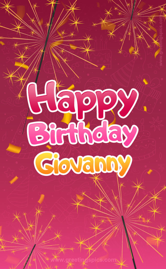 Happy Birthday Giovanny Image with sparklers (tall rectangle shape picture)