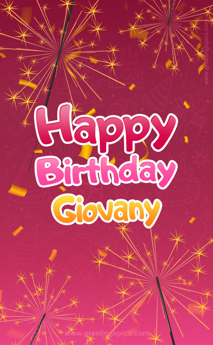 Happy Birthday Giovany Image with sparklers (tall rectangle shape picture)