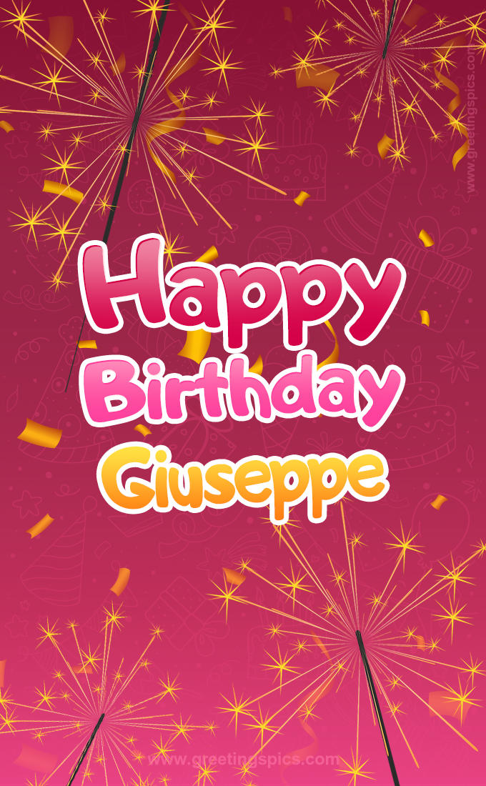 Happy Birthday Giuseppe Image with sparklers (tall rectangle shape picture)