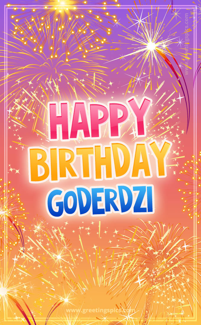 Happy Birthday Goderdzi Picture with fireworks (tall rectangle shape picture)