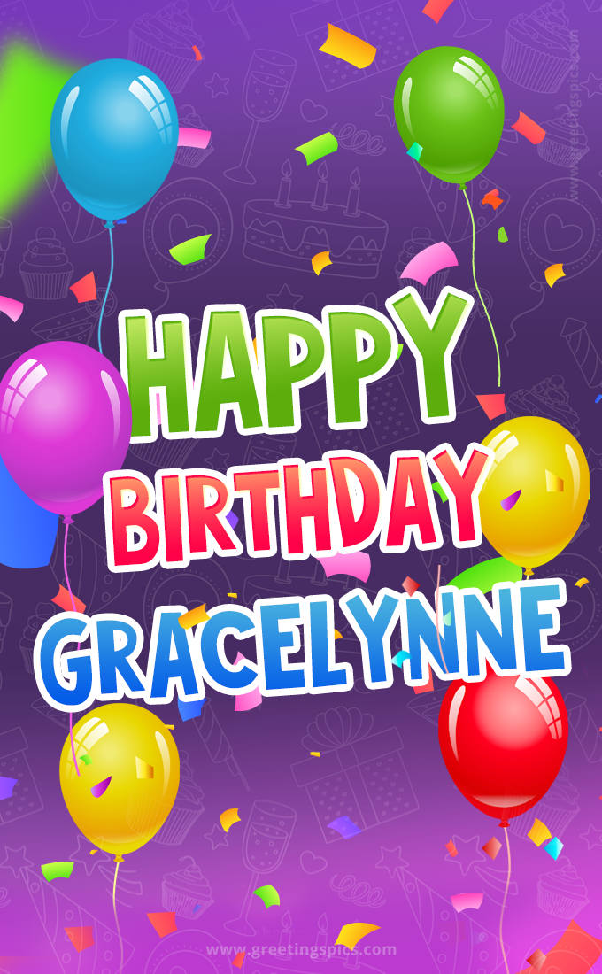 Happy Birthday Gracelynne Festive Greeting Card (tall rectangle shape picture)