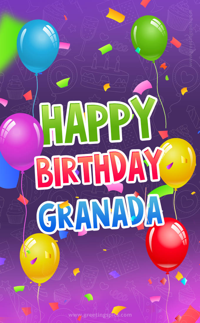 Happy Birthday Granada Festive Greeting Card (tall rectangle shape picture)