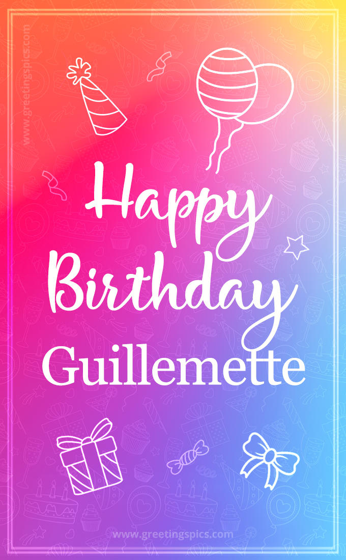 Colorful Happy Birthday Card For Guillemette (tall rectangle shape picture)