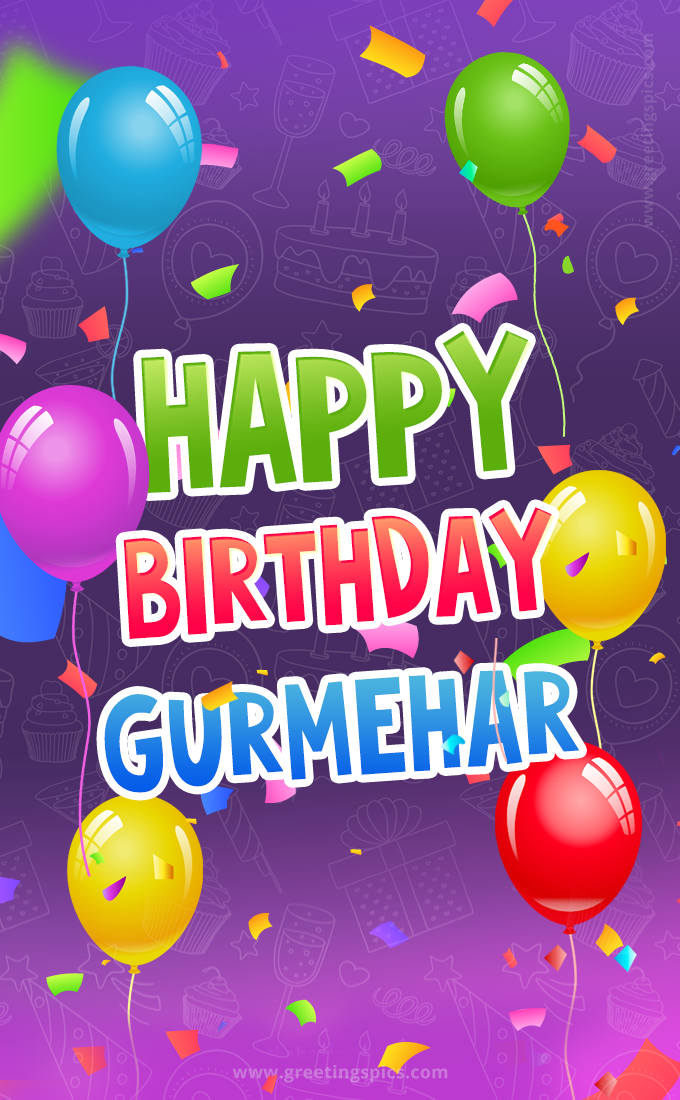 Happy Birthday Gurmehar Festive Greeting Card (tall rectangle shape picture)