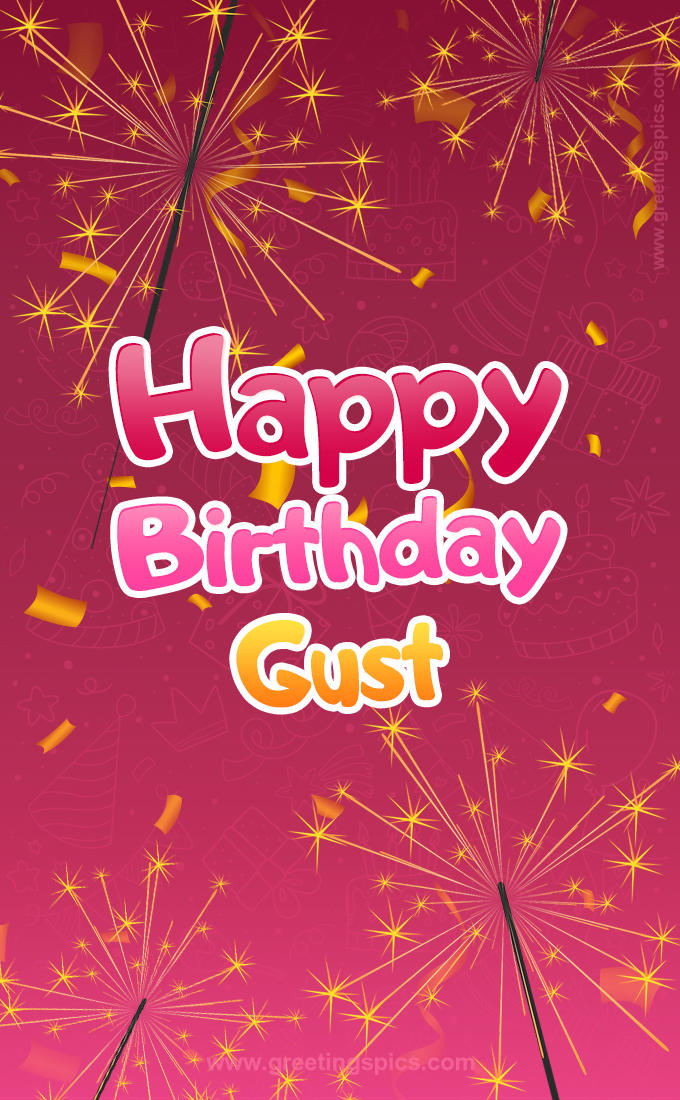 Happy Birthday Gust Image with sparklers (tall rectangle shape picture)